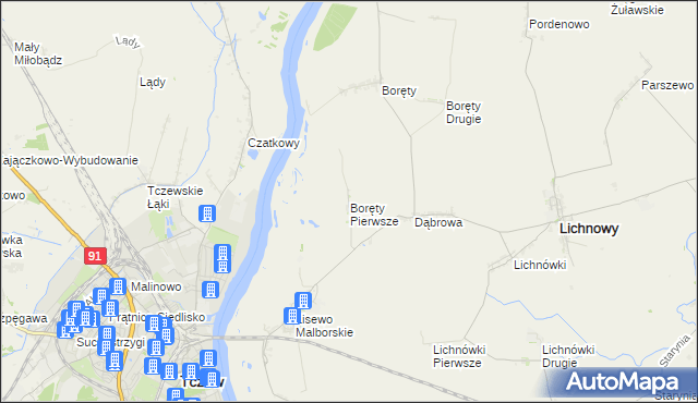mapa Boręty Pierwsze, Boręty Pierwsze na mapie Targeo