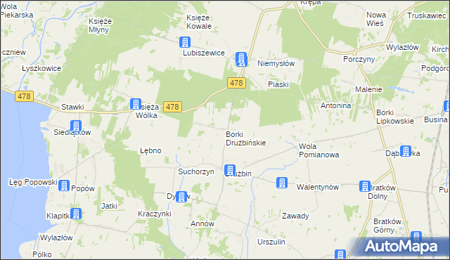 mapa Borki Drużbińskie, Borki Drużbińskie na mapie Targeo