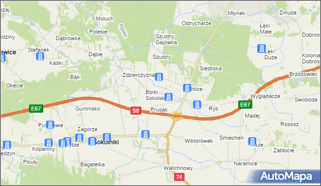 mapa Borki Pichelskie, Borki Pichelskie na mapie Targeo