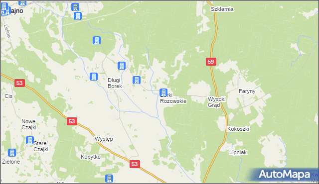 mapa Borki Rozowskie, Borki Rozowskie na mapie Targeo