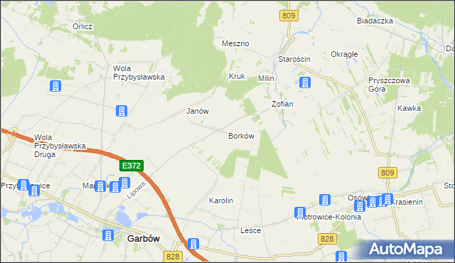 mapa Borków gmina Garbów, Borków gmina Garbów na mapie Targeo