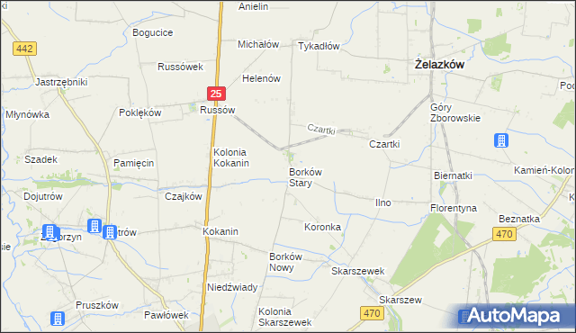 mapa Borków Stary, Borków Stary na mapie Targeo