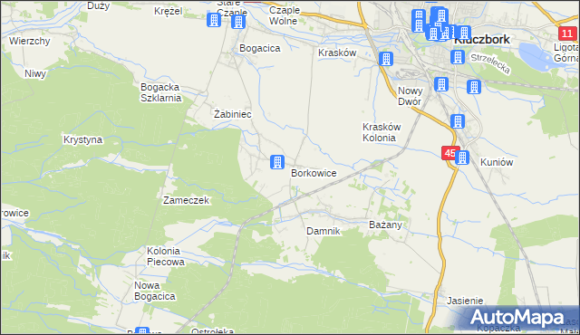 mapa Borkowice gmina Kluczbork, Borkowice gmina Kluczbork na mapie Targeo