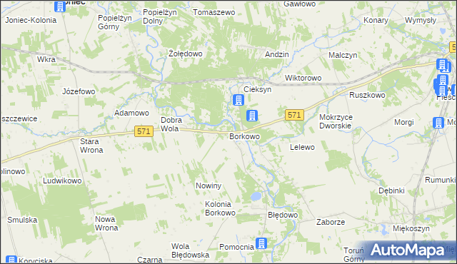 mapa Borkowo gmina Nasielsk, Borkowo gmina Nasielsk na mapie Targeo