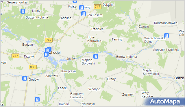 mapa Borów gmina Chodel, Borów gmina Chodel na mapie Targeo