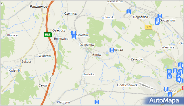 mapa Borów gmina Dobromierz, Borów gmina Dobromierz na mapie Targeo