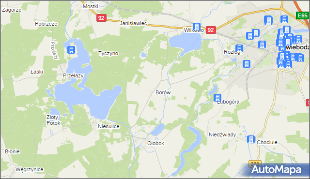 mapa Borów gmina Świebodzin, Borów gmina Świebodzin na mapie Targeo