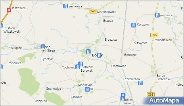 mapa Borów powiat strzeliński, Borów powiat strzeliński na mapie Targeo