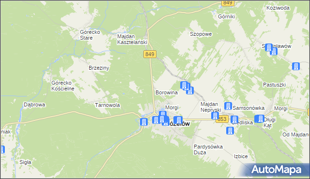 mapa Borowina gmina Józefów, Borowina gmina Józefów na mapie Targeo