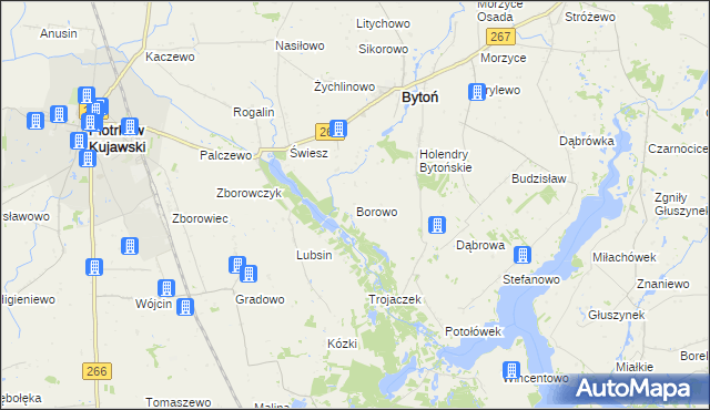 mapa Borowo gmina Bytoń, Borowo gmina Bytoń na mapie Targeo