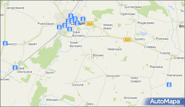 mapa Borowo gmina Czempiń, Borowo gmina Czempiń na mapie Targeo