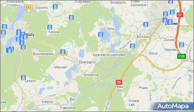 mapa Borowo gmina Kartuzy, Borowo gmina Kartuzy na mapie Targeo