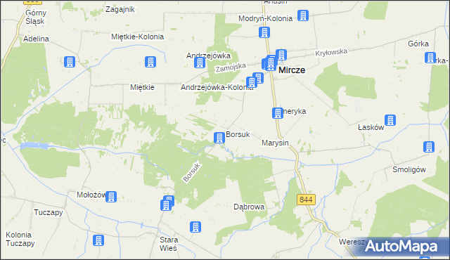 mapa Borsuk gmina Mircze, Borsuk gmina Mircze na mapie Targeo