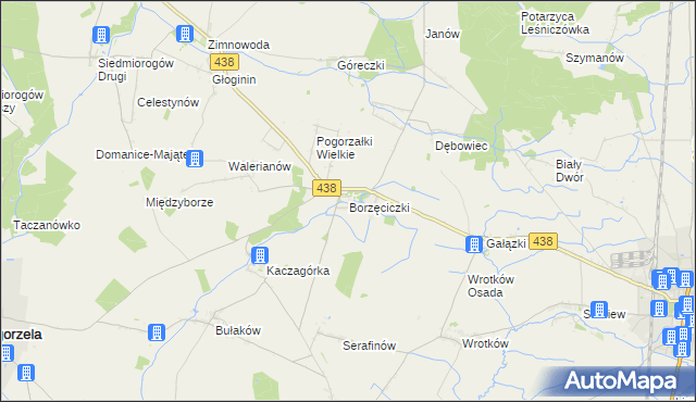 mapa Borzęciczki, Borzęciczki na mapie Targeo