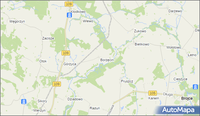 mapa Borzęcin gmina Gryfice, Borzęcin gmina Gryfice na mapie Targeo