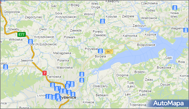 mapa Borzęta, Borzęta na mapie Targeo