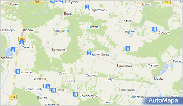 mapa Borzykówka, Borzykówka na mapie Targeo