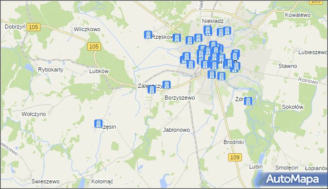 mapa Borzyszewo gmina Gryfice, Borzyszewo gmina Gryfice na mapie Targeo