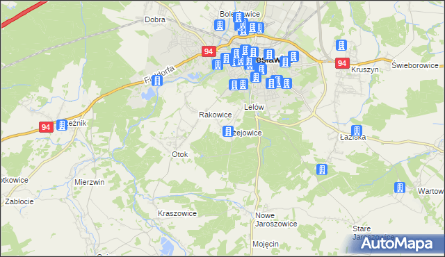 mapa Bożejowice, Bożejowice na mapie Targeo