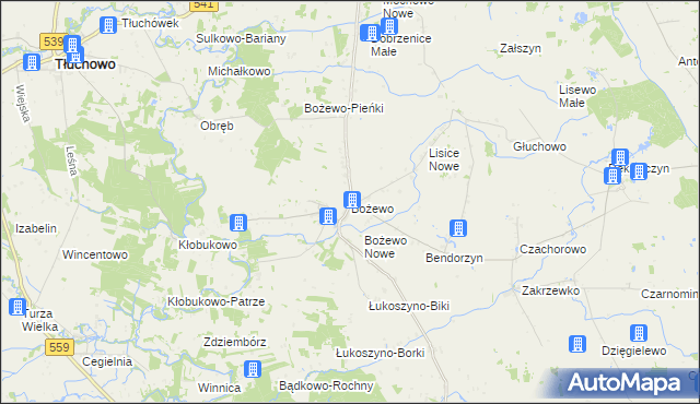 mapa Bożewo gmina Mochowo, Bożewo gmina Mochowo na mapie Targeo