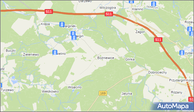 mapa Bożniewice gmina Bobolice, Bożniewice gmina Bobolice na mapie Targeo