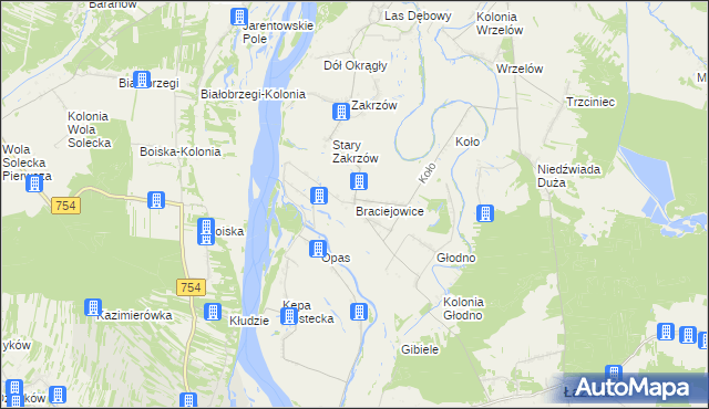 mapa Braciejowice, Braciejowice na mapie Targeo
