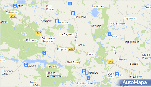 mapa Bramka gmina Bukowiec, Bramka gmina Bukowiec na mapie Targeo