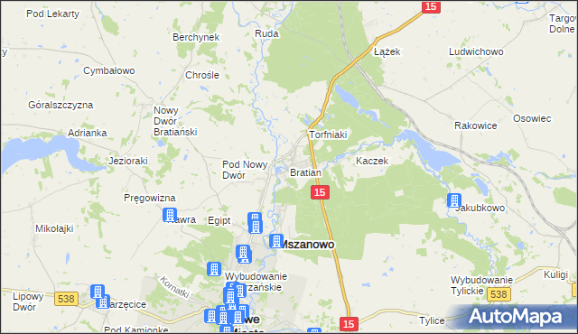 mapa Bratian, Bratian na mapie Targeo