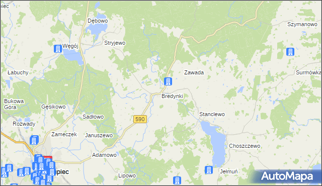 mapa Bredynki, Bredynki na mapie Targeo