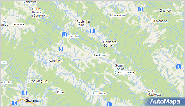 mapa Brelików, Brelików na mapie Targeo