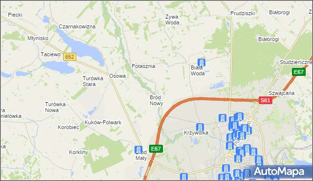 mapa Bród Stary, Bród Stary na mapie Targeo