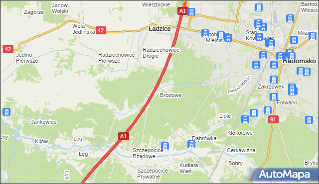 mapa Brodowe, Brodowe na mapie Targeo