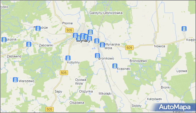 mapa Bronikowo gmina Młynary, Bronikowo gmina Młynary na mapie Targeo