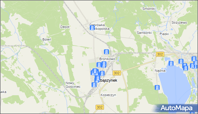 mapa Bronikowo gmina Zbąszynek, Bronikowo gmina Zbąszynek na mapie Targeo