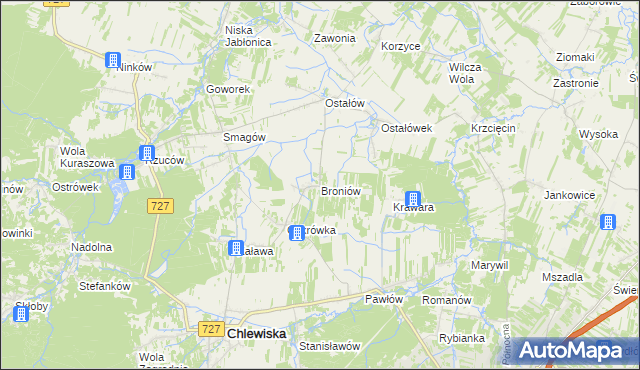 mapa Broniów, Broniów na mapie Targeo