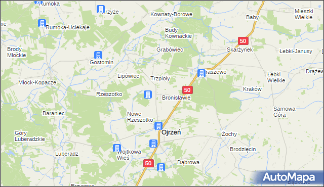 mapa Bronisławie, Bronisławie na mapie Targeo