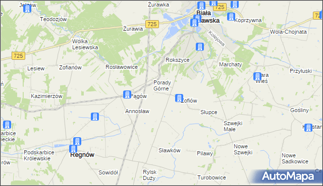 mapa Bronisławów gmina Biała Rawska, Bronisławów gmina Biała Rawska na mapie Targeo