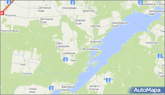 mapa Bronisławów gmina Wolbórz, Bronisławów gmina Wolbórz na mapie Targeo