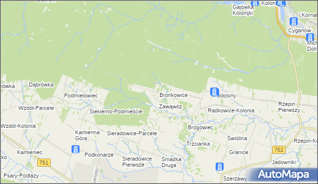 mapa Bronkowice, Bronkowice na mapie Targeo