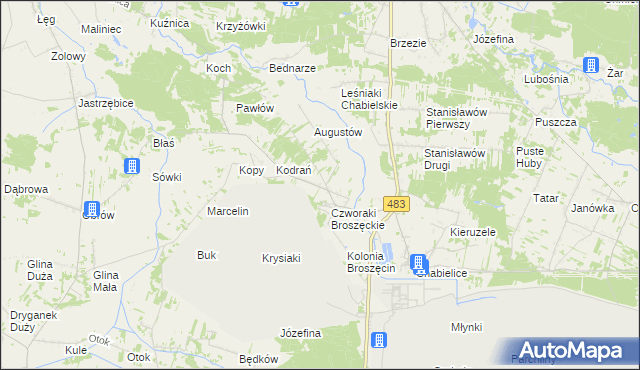 mapa Broszęcin, Broszęcin na mapie Targeo