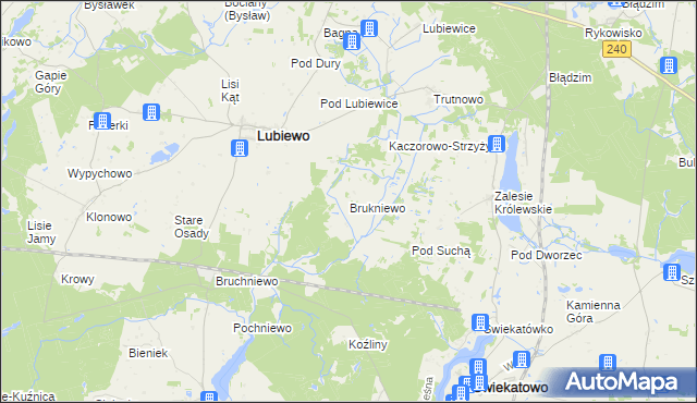 mapa Brukniewo, Brukniewo na mapie Targeo