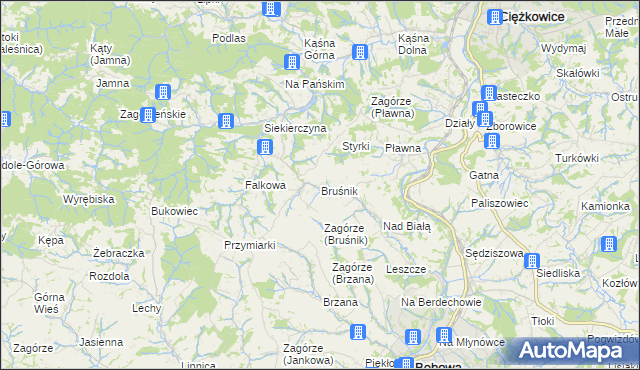 mapa Bruśnik, Bruśnik na mapie Targeo