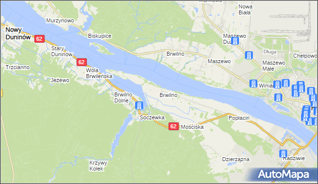 mapa Brwilno gmina Nowy Duninów, Brwilno gmina Nowy Duninów na mapie Targeo