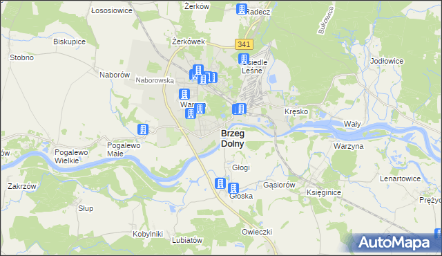 mapa Brzeg Dolny, Brzeg Dolny na mapie Targeo