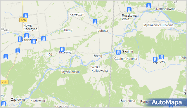 mapa Brzeg gmina Rzeczyca, Brzeg gmina Rzeczyca na mapie Targeo