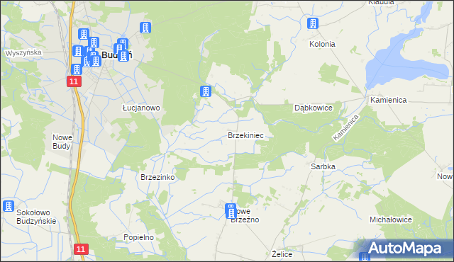 mapa Brzekiniec, Brzekiniec na mapie Targeo