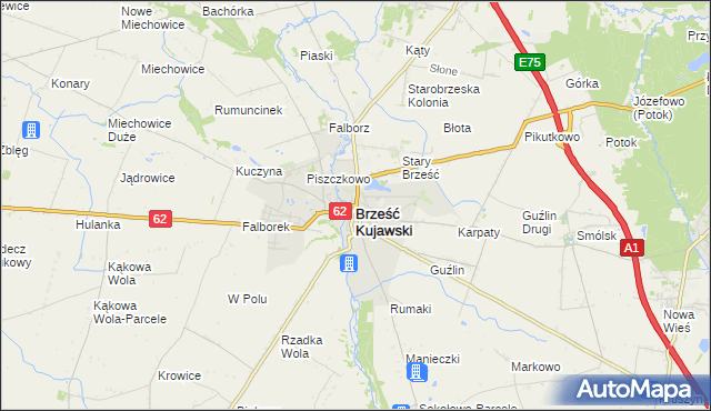 mapa Brześć Kujawski, Brześć Kujawski na mapie Targeo