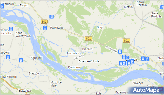 mapa Brzeźce gmina Stężyca, Brzeźce gmina Stężyca na mapie Targeo