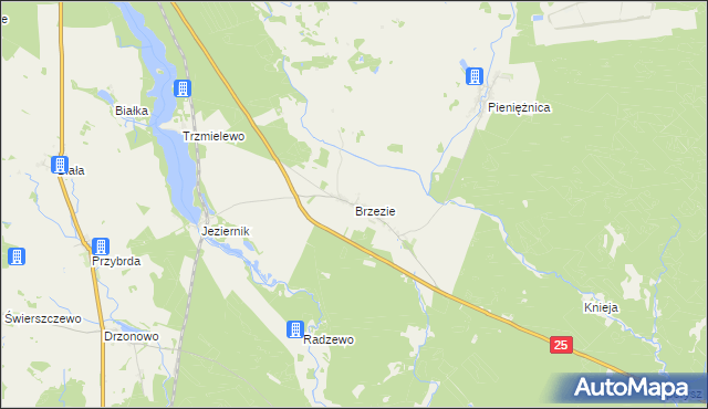 mapa Brzezie gmina Rzeczenica, Brzezie gmina Rzeczenica na mapie Targeo