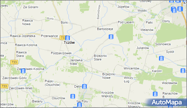 mapa Brzezinki Stare, Brzezinki Stare na mapie Targeo